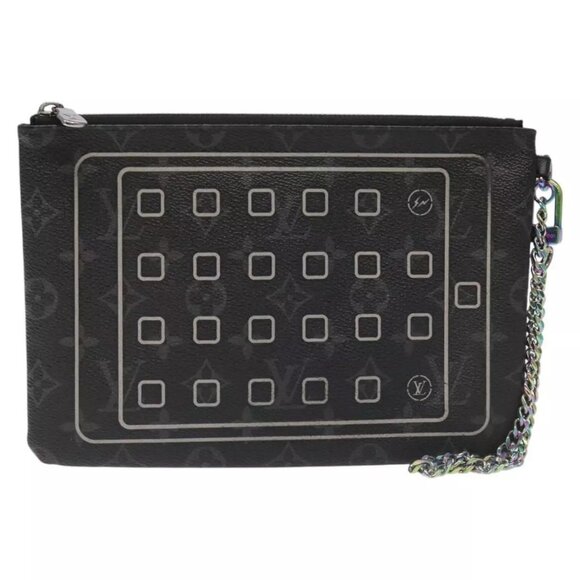 LOUIS VUITTON Monogram Eclipse Fragment iPhone Case M64449 LV Auth 113202 - Picture 1 of 15